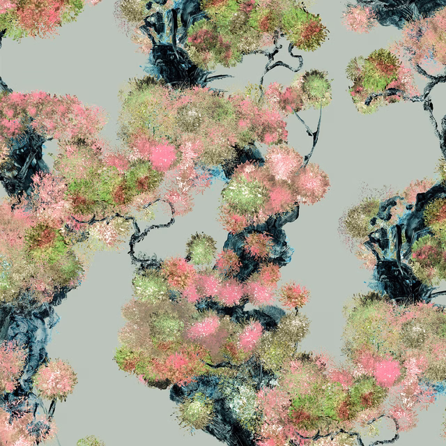 Wee Pinyin Wallpaper Warm Mint fabric