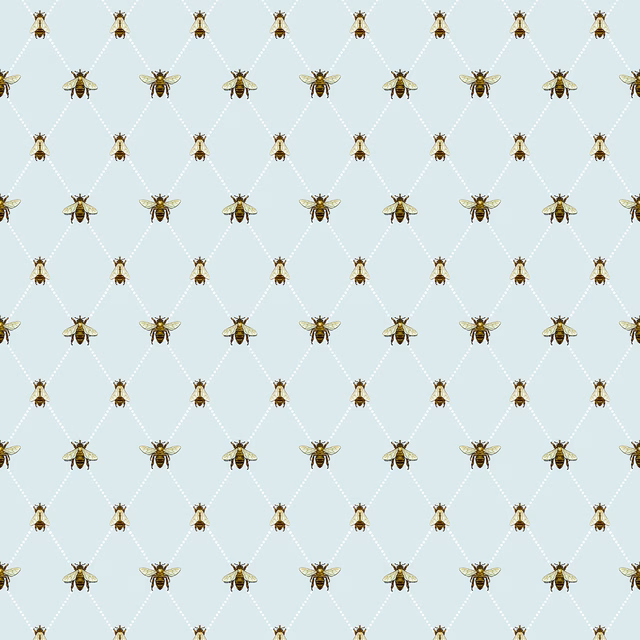 Wild Honey Bee Trellis Wallpaper Eigg fabric