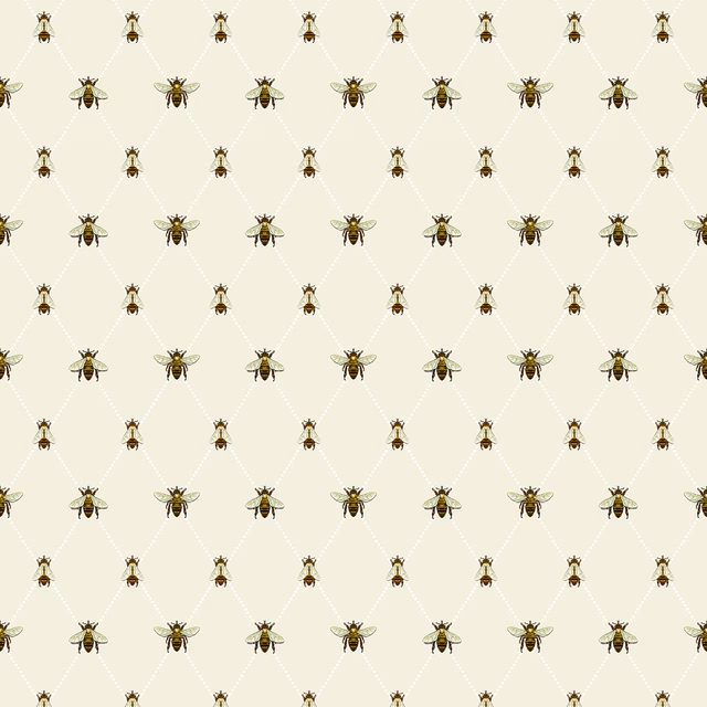 Wild Honey Bee Trellis Wallpaper Mull fabric