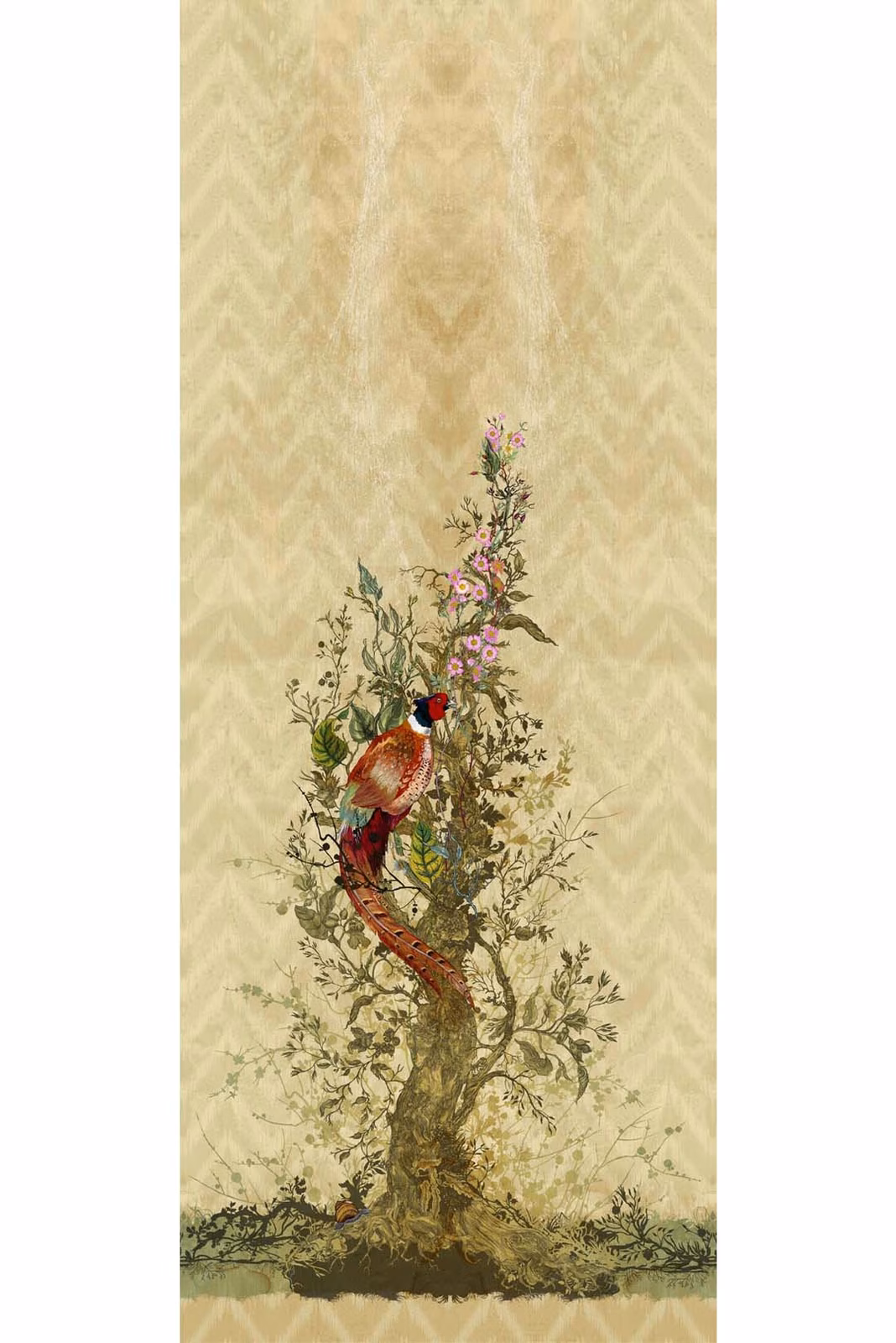 Winchester Superwide Wallpaper Panels Common Pheasant Beige fabric
