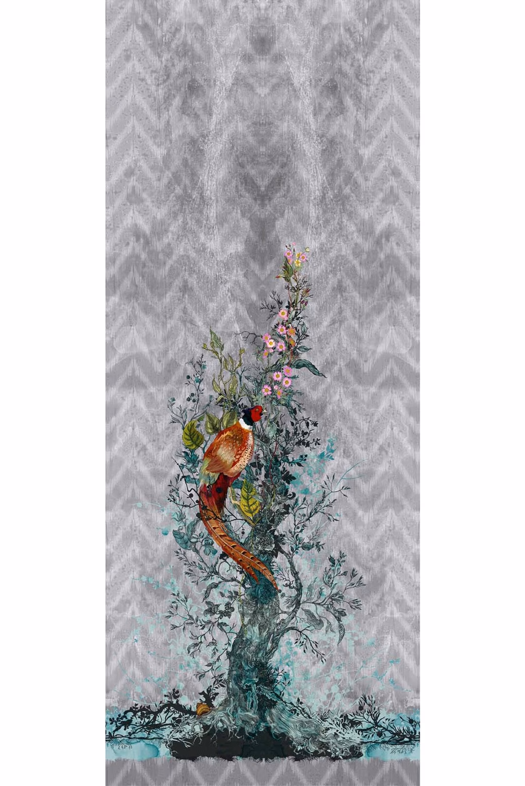 Winchester Superwide Wallpaper Panels Common Pheasant Grey fabric