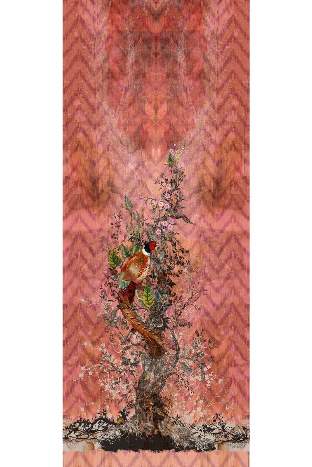 Winchester Superwide Wallpaper Panels Common Pheasant Red fabric
