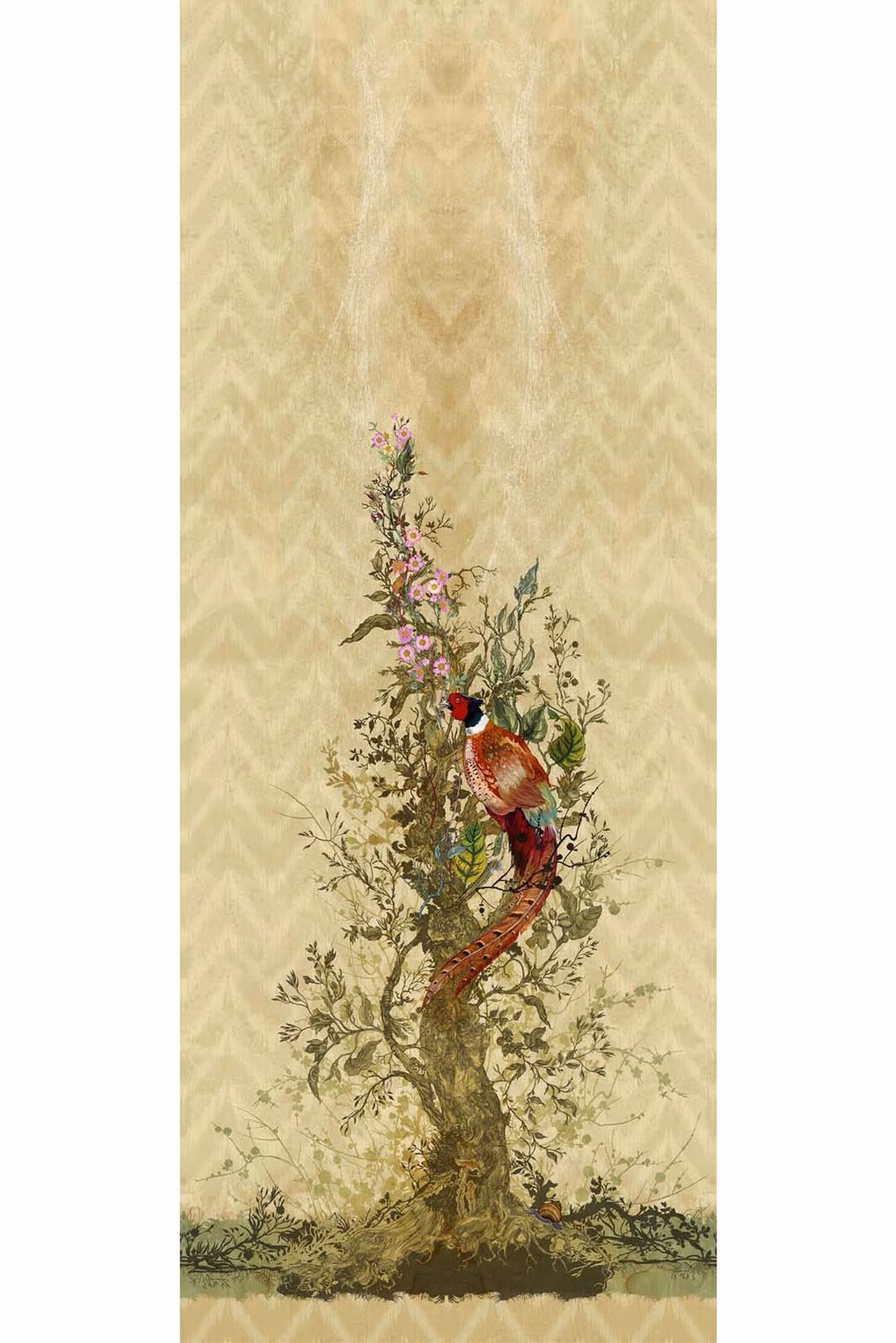 Winchester Superwide Wallpaper Panels Common Pheasant Right Beige fabric