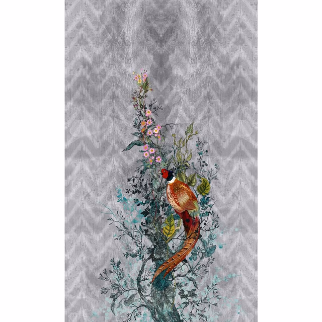 Winchester Superwide Wallpaper Panels Common Pheasant Right Grey fabric