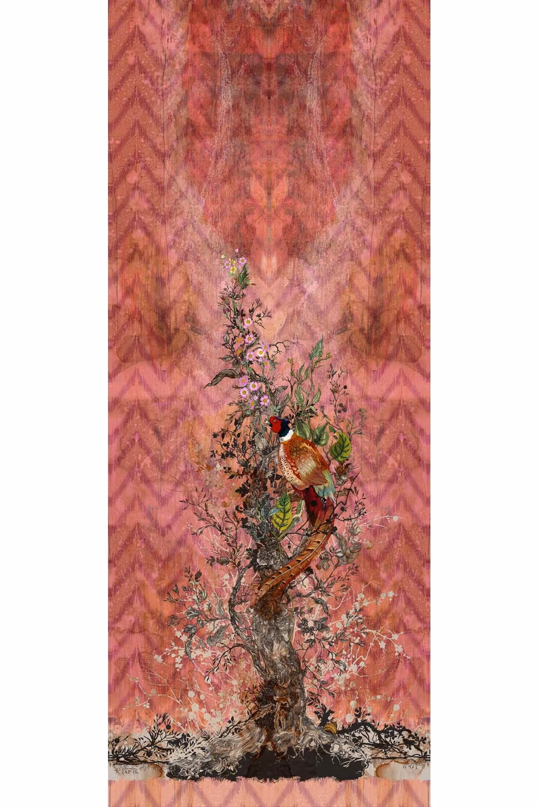 Winchester Superwide Wallpaper Panels Common Pheasant Right Red fabric