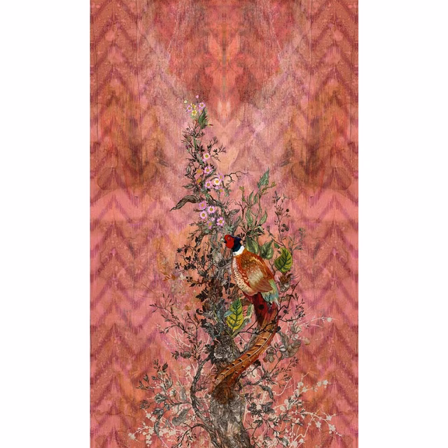 Winchester Superwide Wallpaper Panels Common Pheasant Right Red fabric
