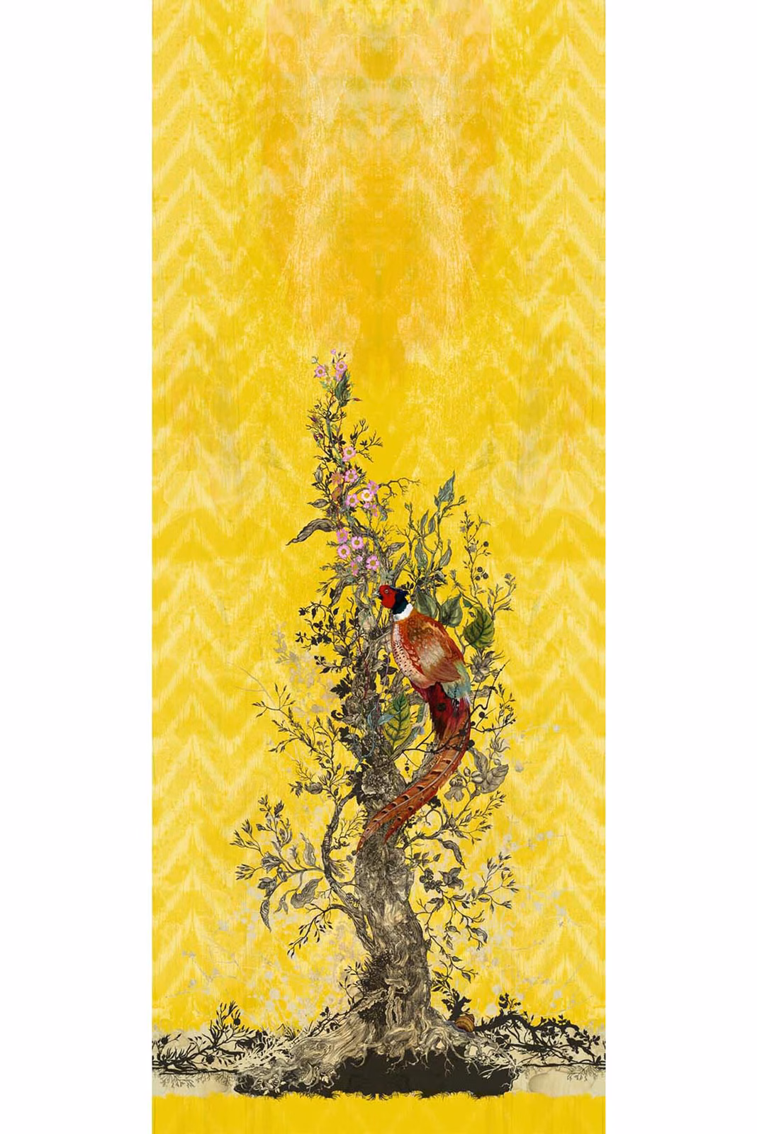 Winchester Superwide Wallpaper Panels Common Pheasant Right Yellow fabric