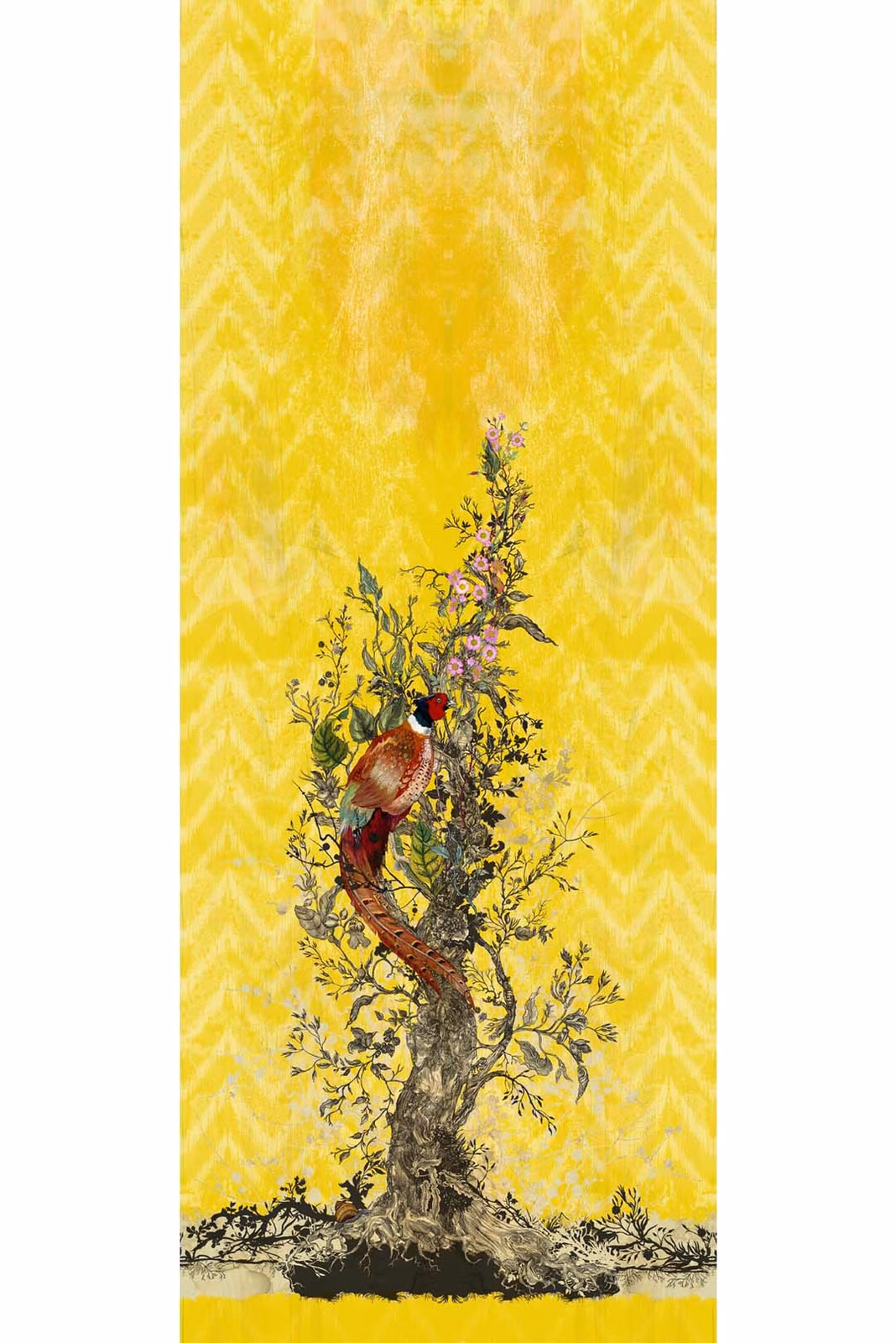 Winchester Superwide Wallpaper Panels Common Pheasant Yellow fabric