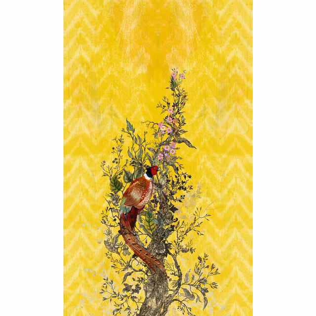 Winchester Superwide Wallpaper Panels Common Pheasant Yellow fabric