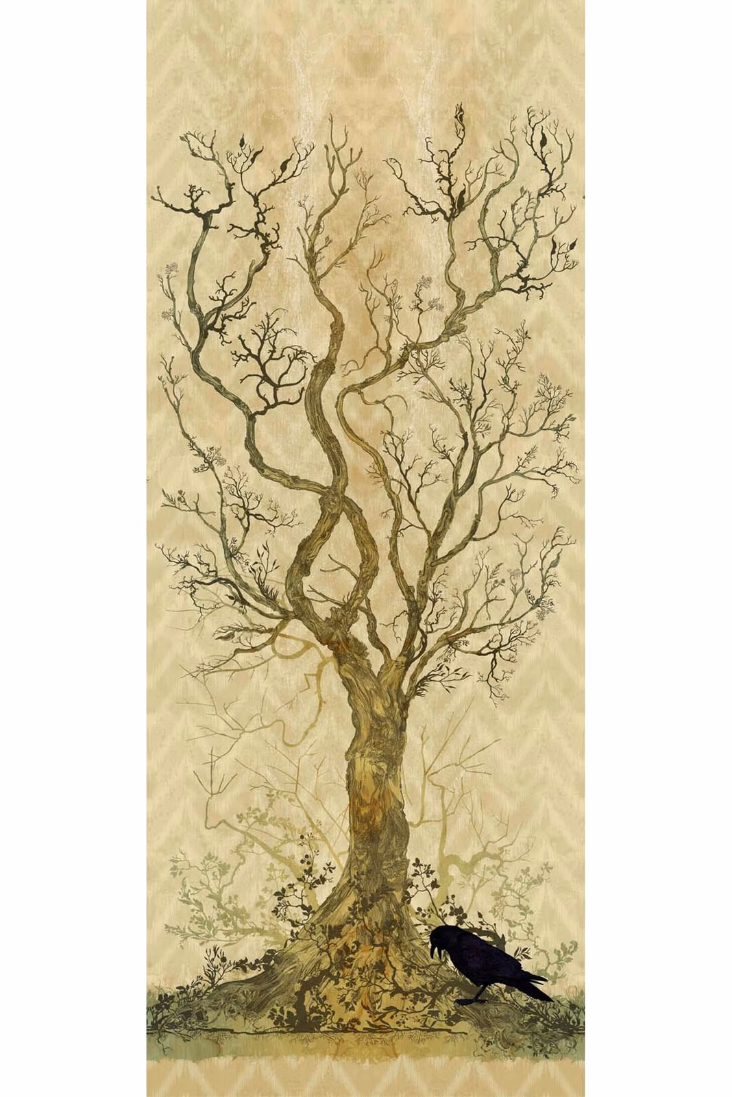 Winchester Superwide Wallpaper Panels Crow Beige fabric