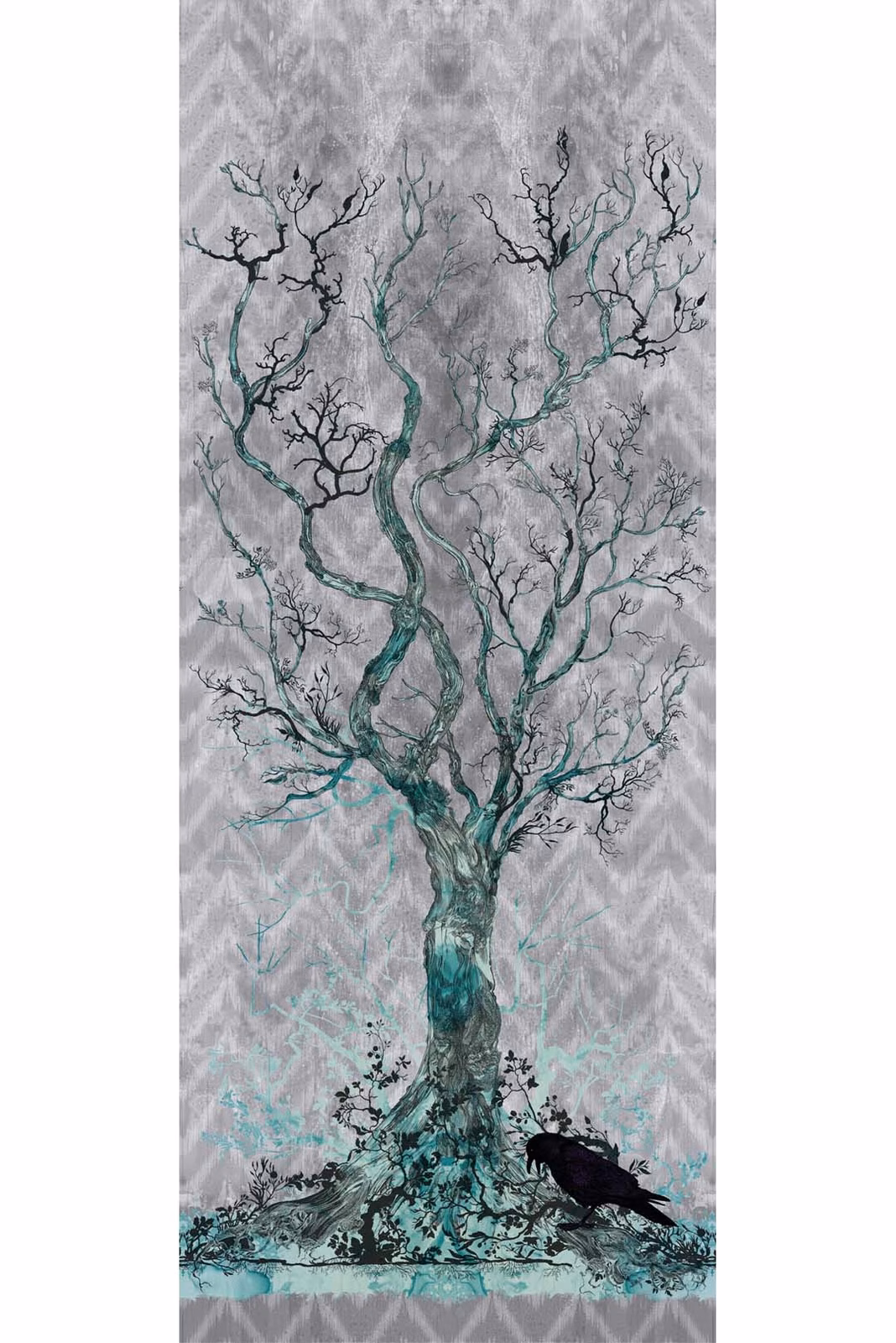 Winchester Superwide Wallpaper Panels Crow Grey fabric