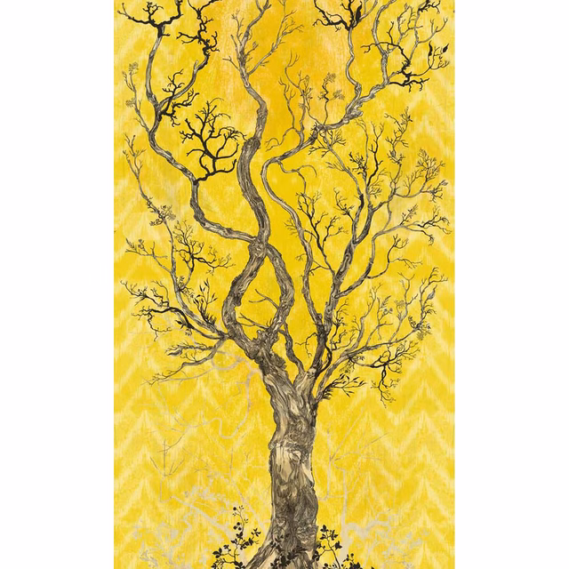 Winchester Superwide Wallpaper Panels Crow Yellow fabric