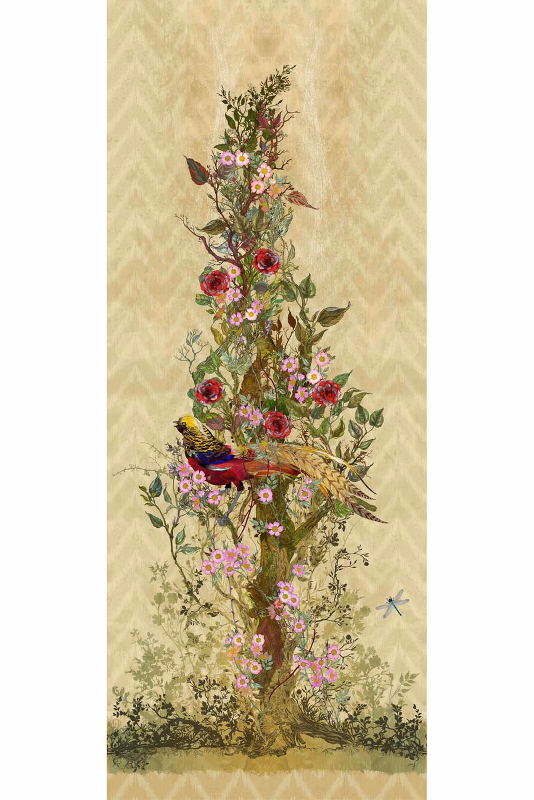 Winchester Superwide Wallpaper Panels Golden Pheasant Beige fabric