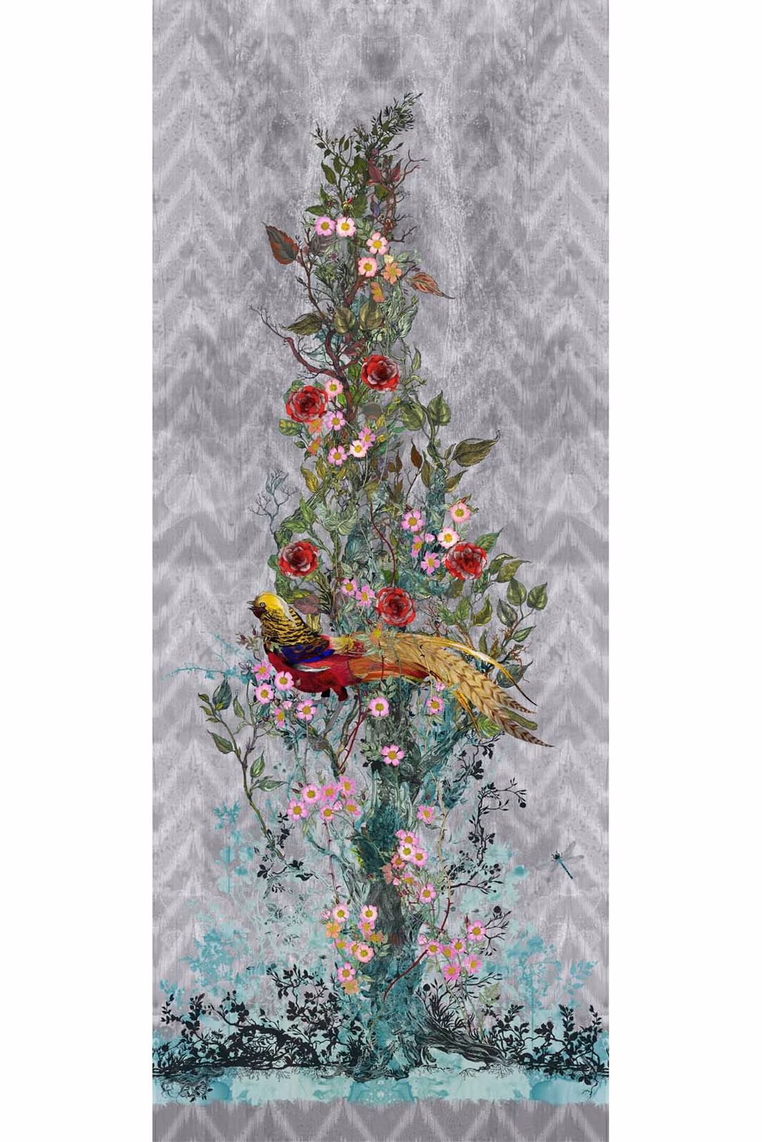 Winchester Superwide Wallpaper Panels Golden Pheasant Grey fabric