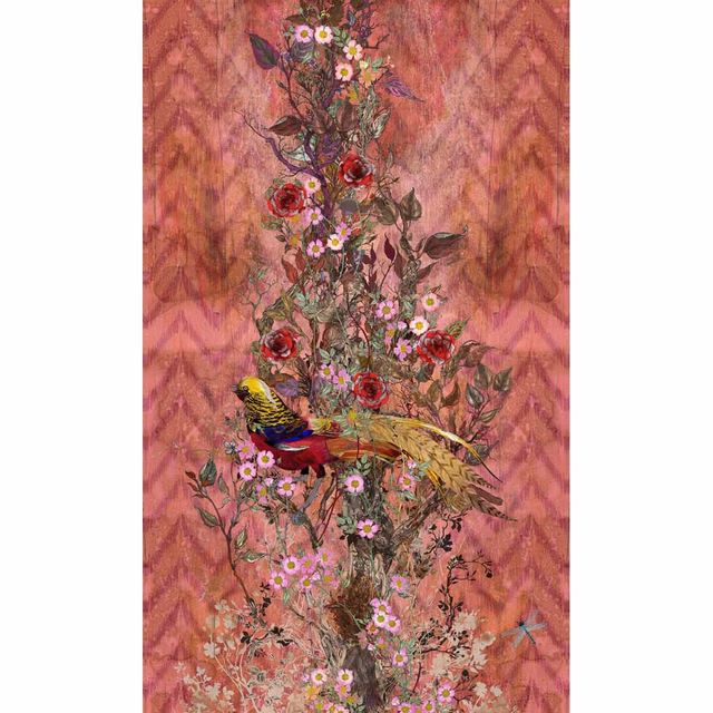 Winchester Superwide Wallpaper Panels Golden Pheasant Red fabric