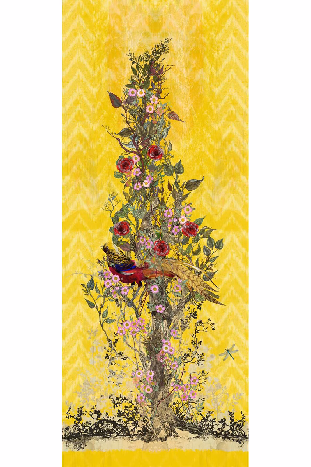 Winchester Superwide Wallpaper Panels Golden Pheasant Yellow fabric