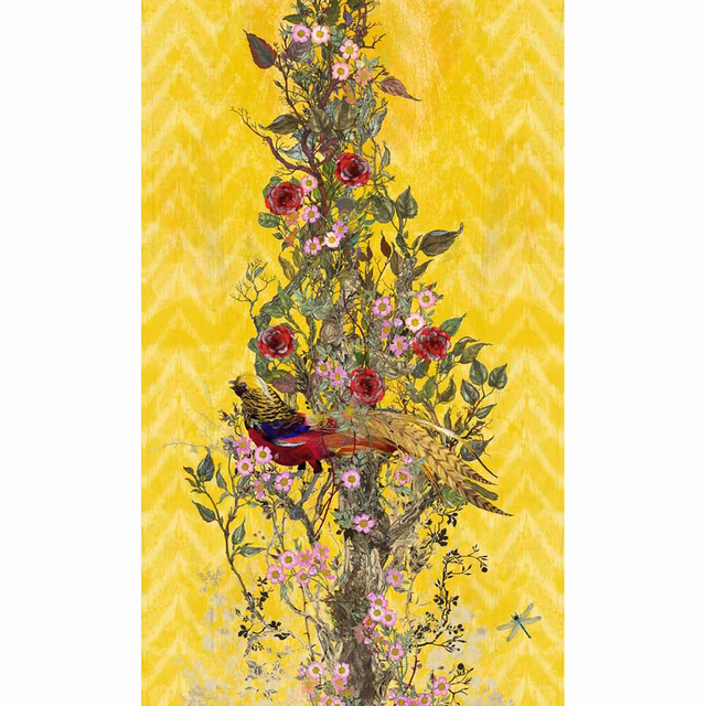 Winchester Superwide Wallpaper Panels Golden Pheasant Yellow fabric