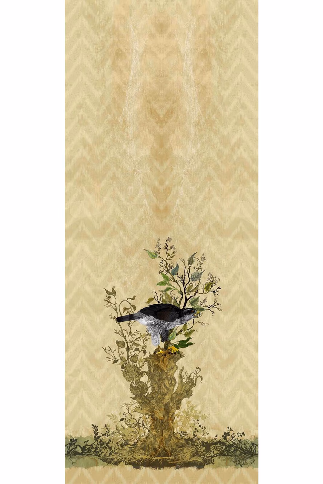 Winchester Superwide Wallpaper Panels Goshawk Left Beige fabric
