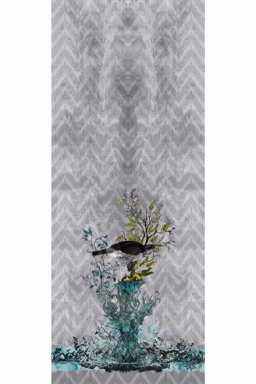 Winchester Superwide Wallpaper Panels Goshawk Left Grey fabric
