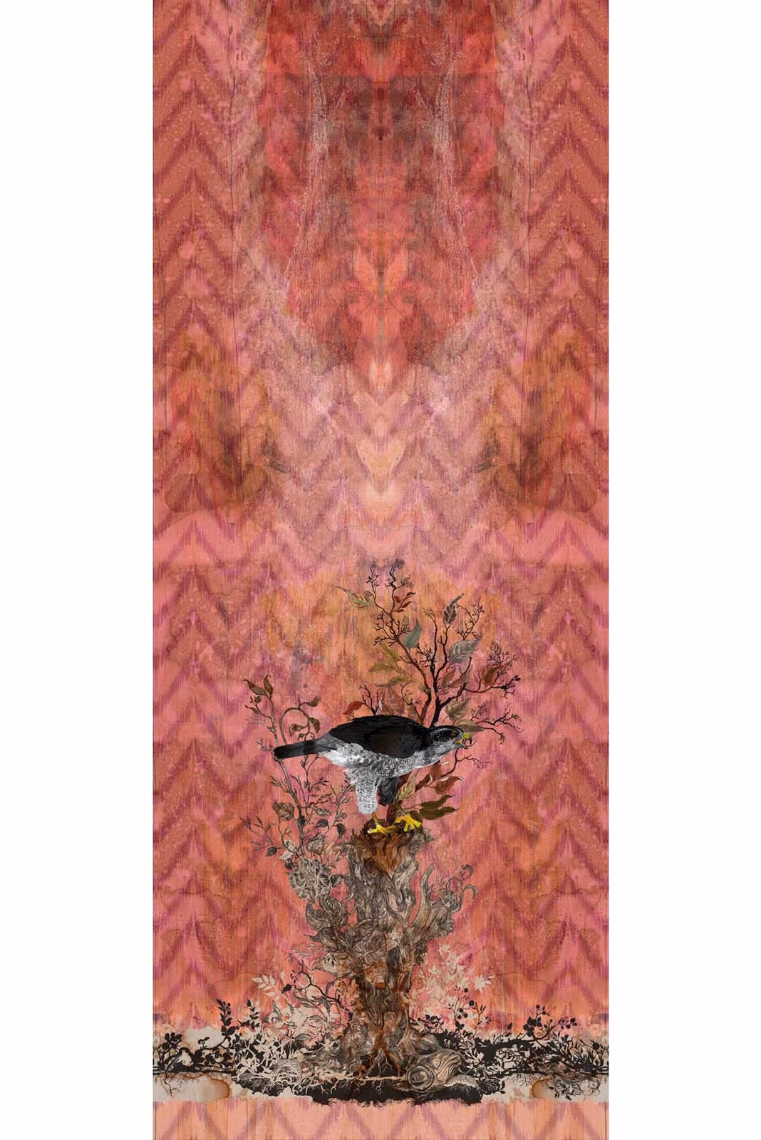 Winchester Superwide Wallpaper Panels Goshawk Left Red fabric