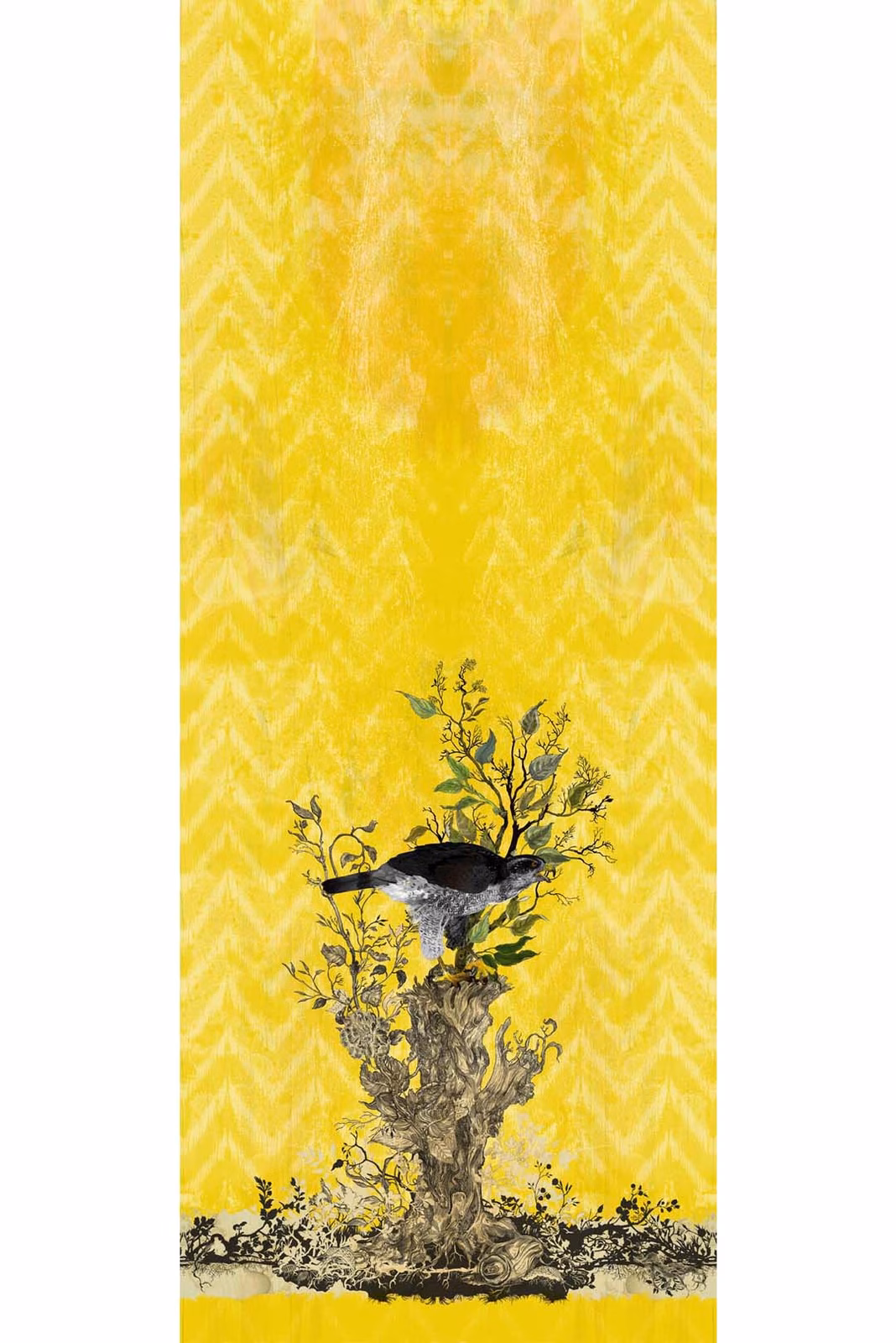 Winchester Superwide Wallpaper Panels Goshawk Left Yellow fabric