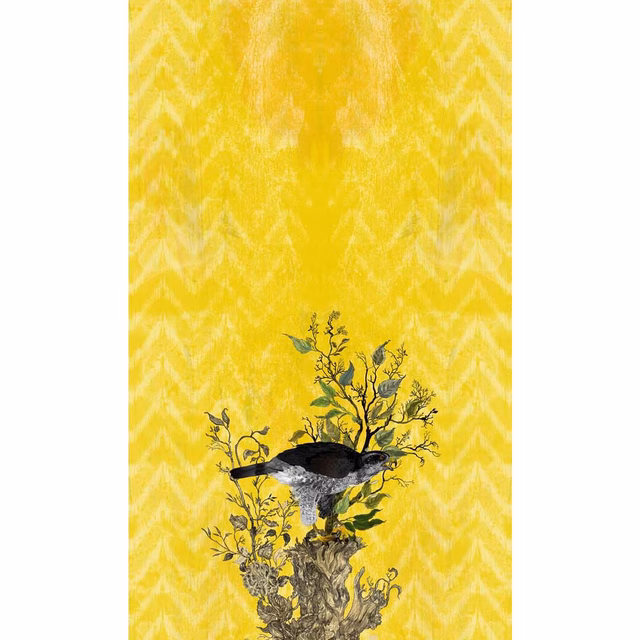 Winchester Superwide Wallpaper Panels Goshawk Left Yellow fabric