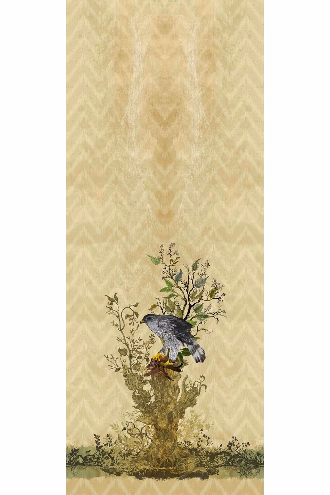 Winchester Superwide Wallpaper Panels Goshawk Right Beige fabric
