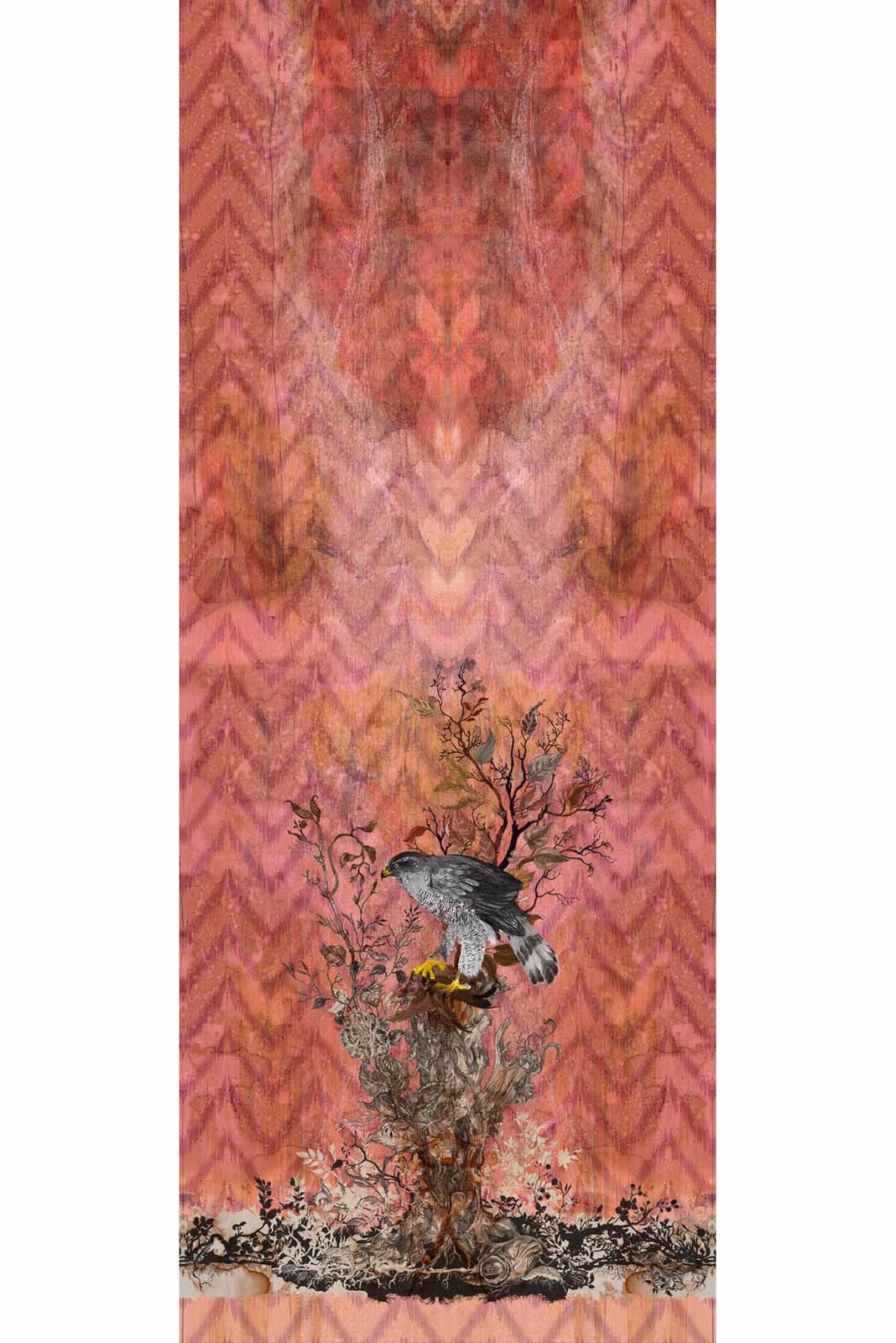 Winchester Superwide Wallpaper Panels Goshawk Right Red fabric