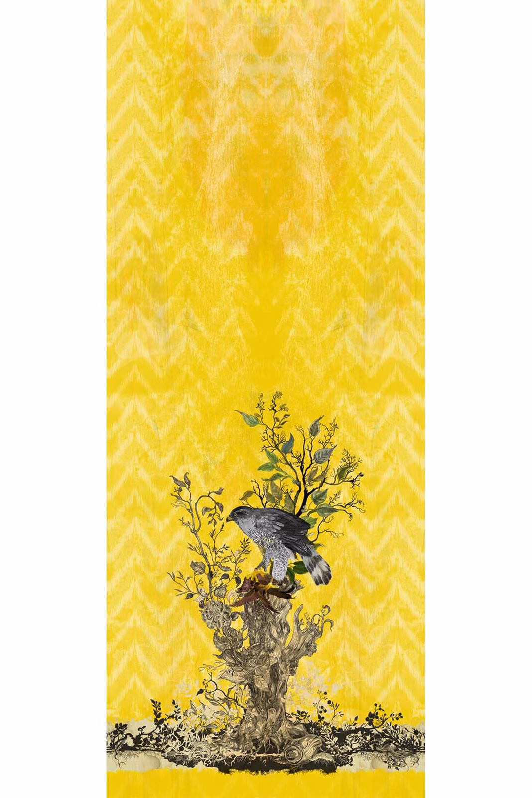 Winchester Superwide Wallpaper Panels Goshawk Right Yellow fabric