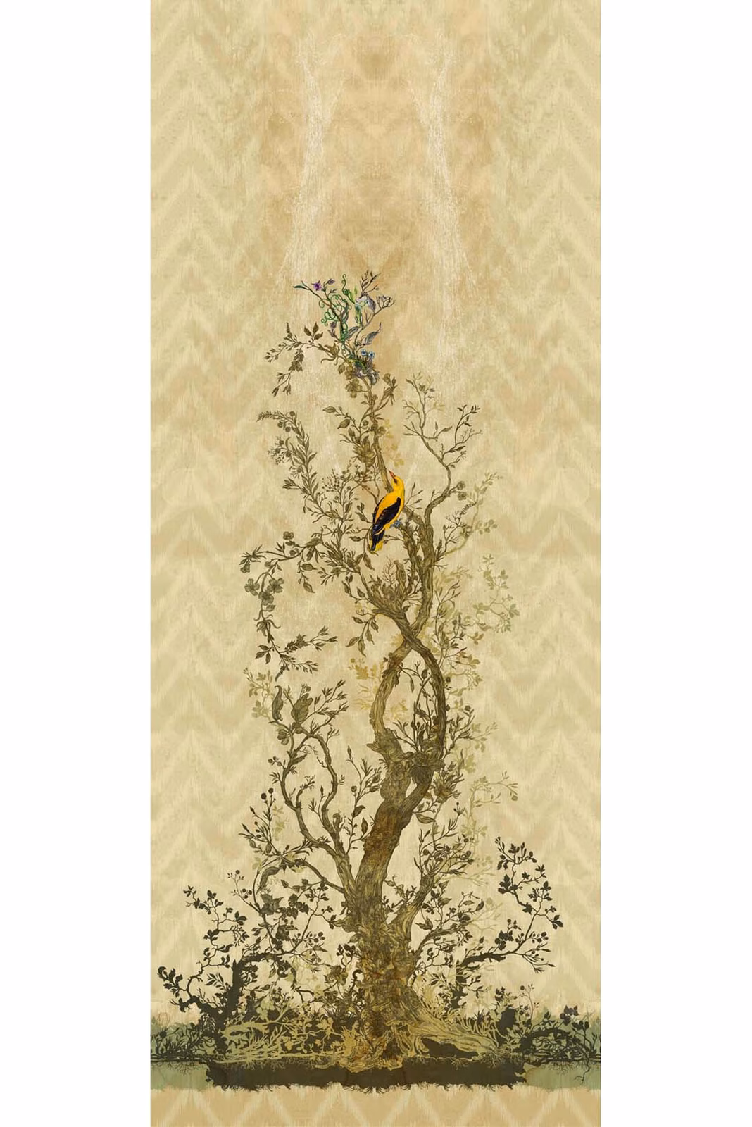 Winchester Superwide Wallpaper Panels Oriole Left Beige fabric