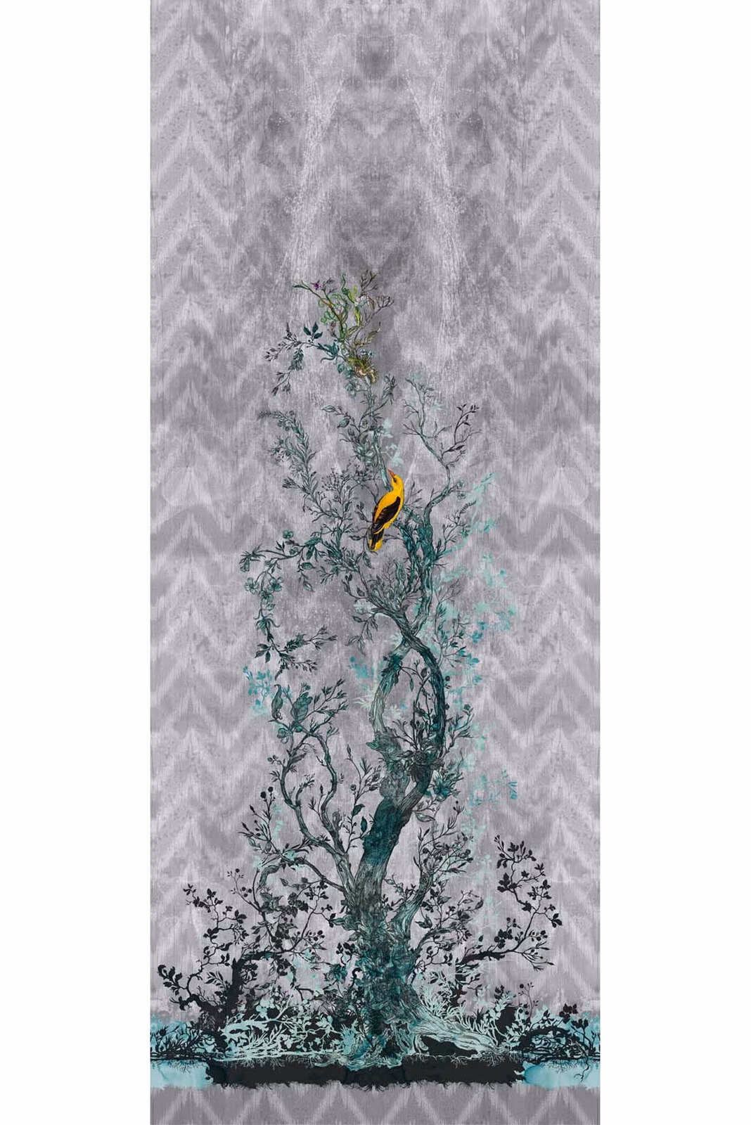 Winchester Superwide Wallpaper Panels Oriole Left Grey fabric