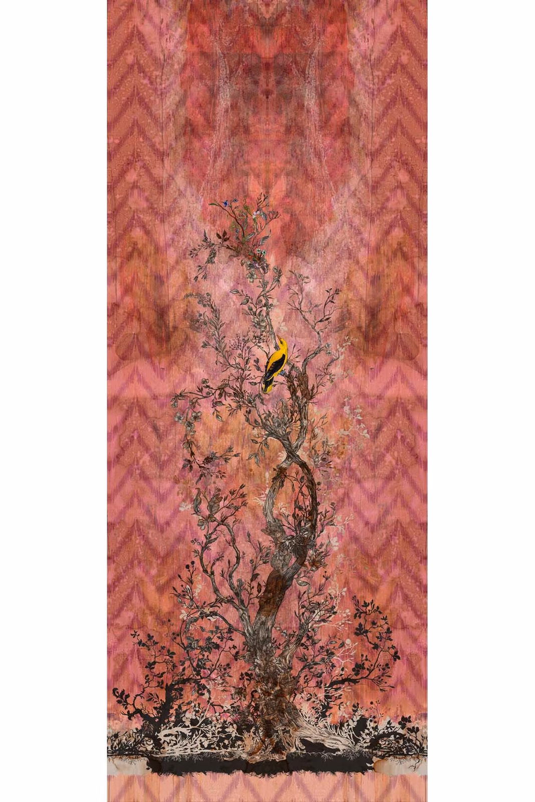 Winchester Superwide Wallpaper Panels Oriole Left Red fabric