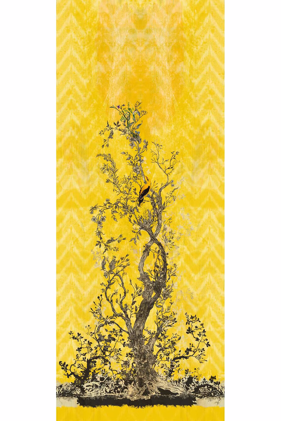 Winchester Superwide Wallpaper Panels Oriole Left Yellow fabric