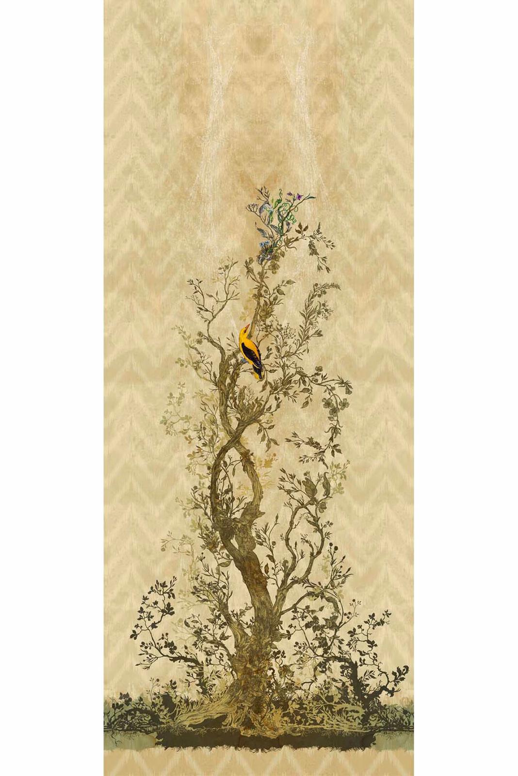Winchester Superwide Wallpaper Panels Oriole Right Beige fabric