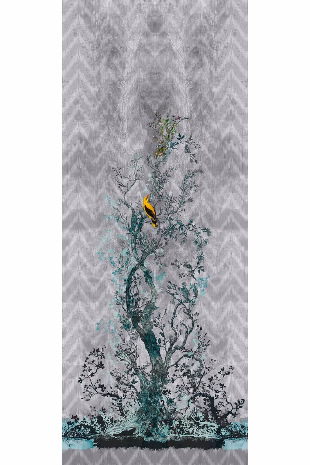 Winchester Superwide Wallpaper Panels Oriole Right Grey fabric
