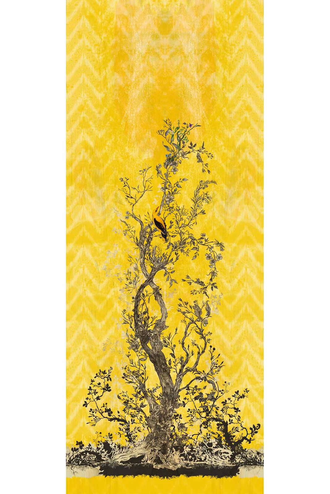 Winchester Superwide Wallpaper Panels Oriole Right Yellow fabric