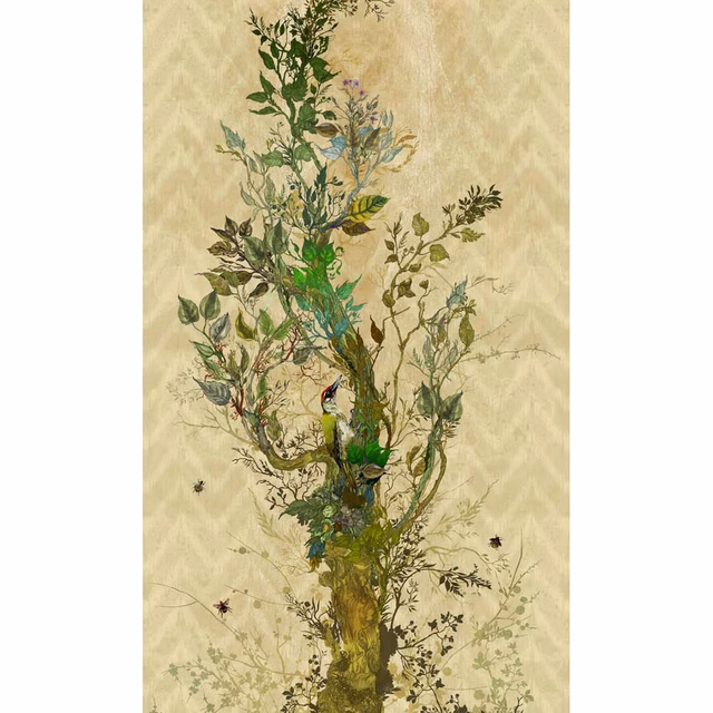Winchester Superwide Wallpaper Panels Woodpecker Left Beige fabric