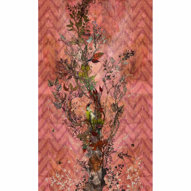 Winchester Superwide Wallpaper Panels Woodpecker Left Red fabric