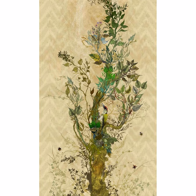 Winchester Superwide Wallpaper Panels Woodpecker Right Beige fabric