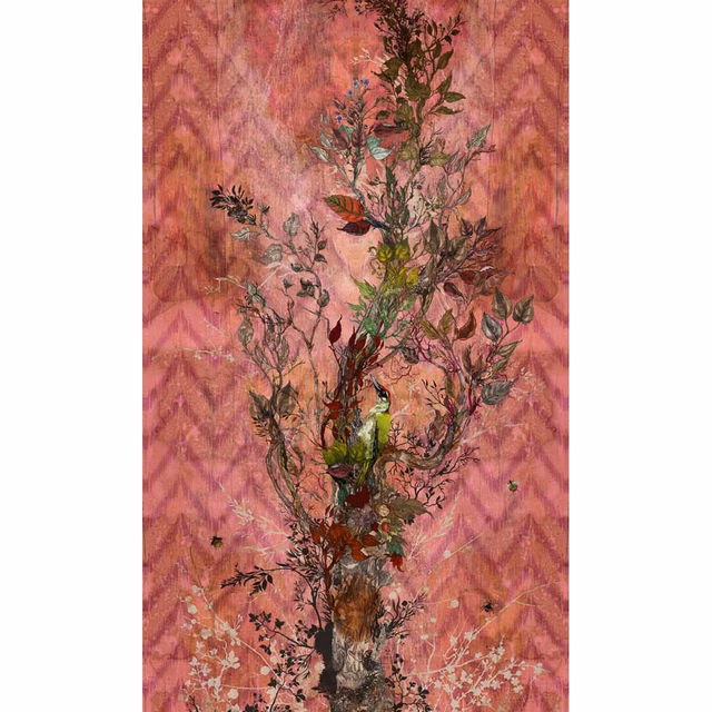 Winchester Superwide Wallpaper Panels Woodpecker Right Red fabric