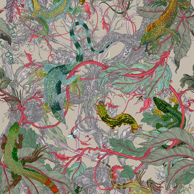 XL Jungle Modular Wallpaper Panels: Lacerta fabric