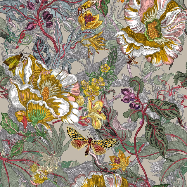 XL Jungle Modular Wallpaper Panels: Papaver fabric