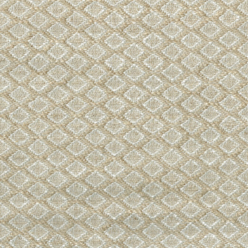 Close-up of a warm biscuit beige diamond check woven fabric