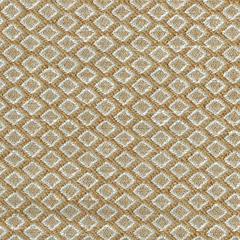 Small honey-gold diamond woven fabric with ivory lattice texture