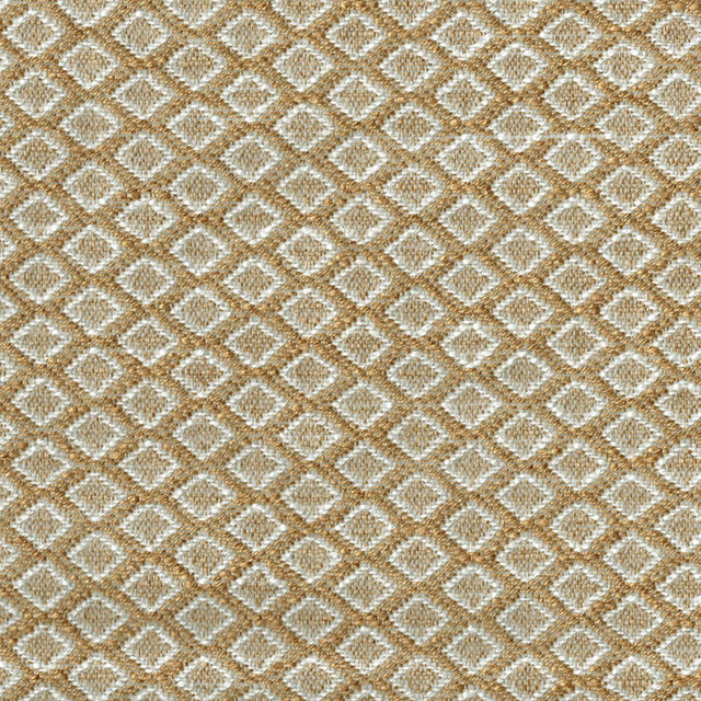Small honey-gold diamond woven fabric with ivory lattice texture