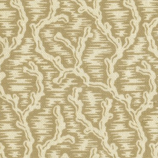 Warm taupe geometric fabric with oat and cream woven texture