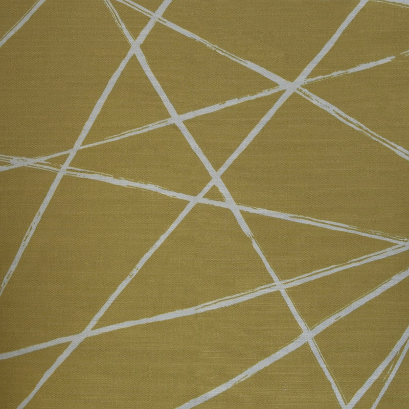 Mustard-gold abstract fabric with intersecting white diagonal lines