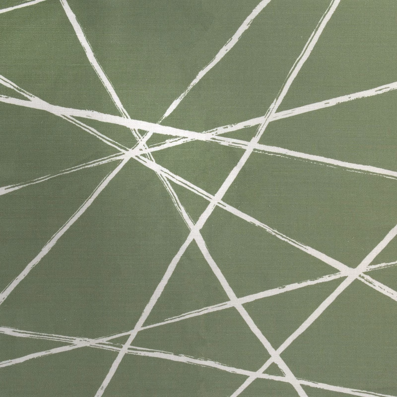 Muted sage green fabric with bold white intersecting abstract lines