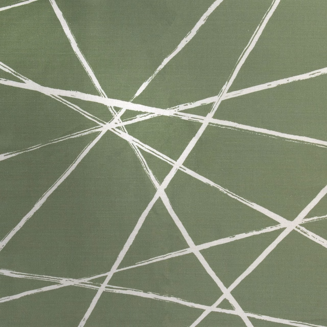 Muted sage green fabric with bold white intersecting abstract lines