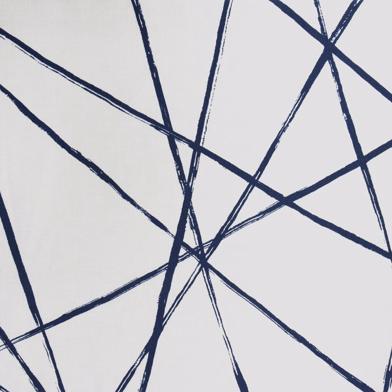 Abstract navy blue intersecting lines on a pale white ground